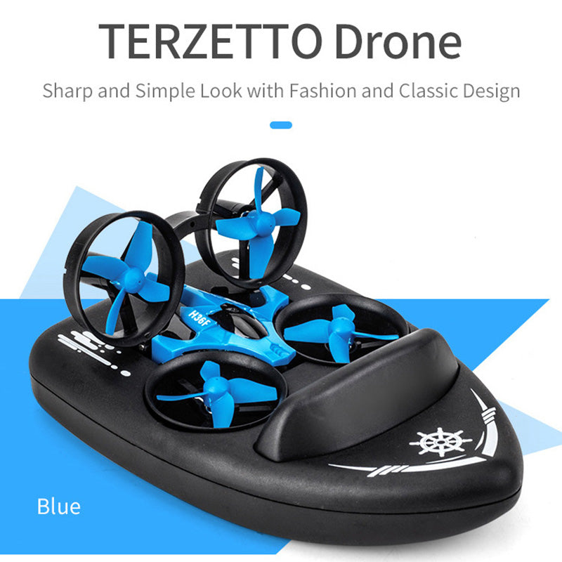 3 in 1 Triphibian Drone Quadcopter Remote Control Boat 3D Flip Headless Mode RC Drone