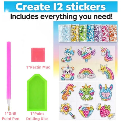 DIY Diamond Painting Stickers Kit for Kids – 12 Designs